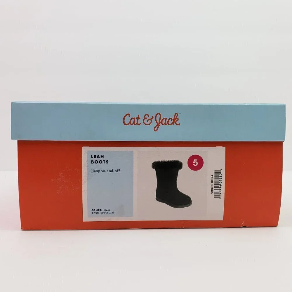 NEW Cat & Jack Leah Toddler Girls Size 5 Black Winter Snow Boots